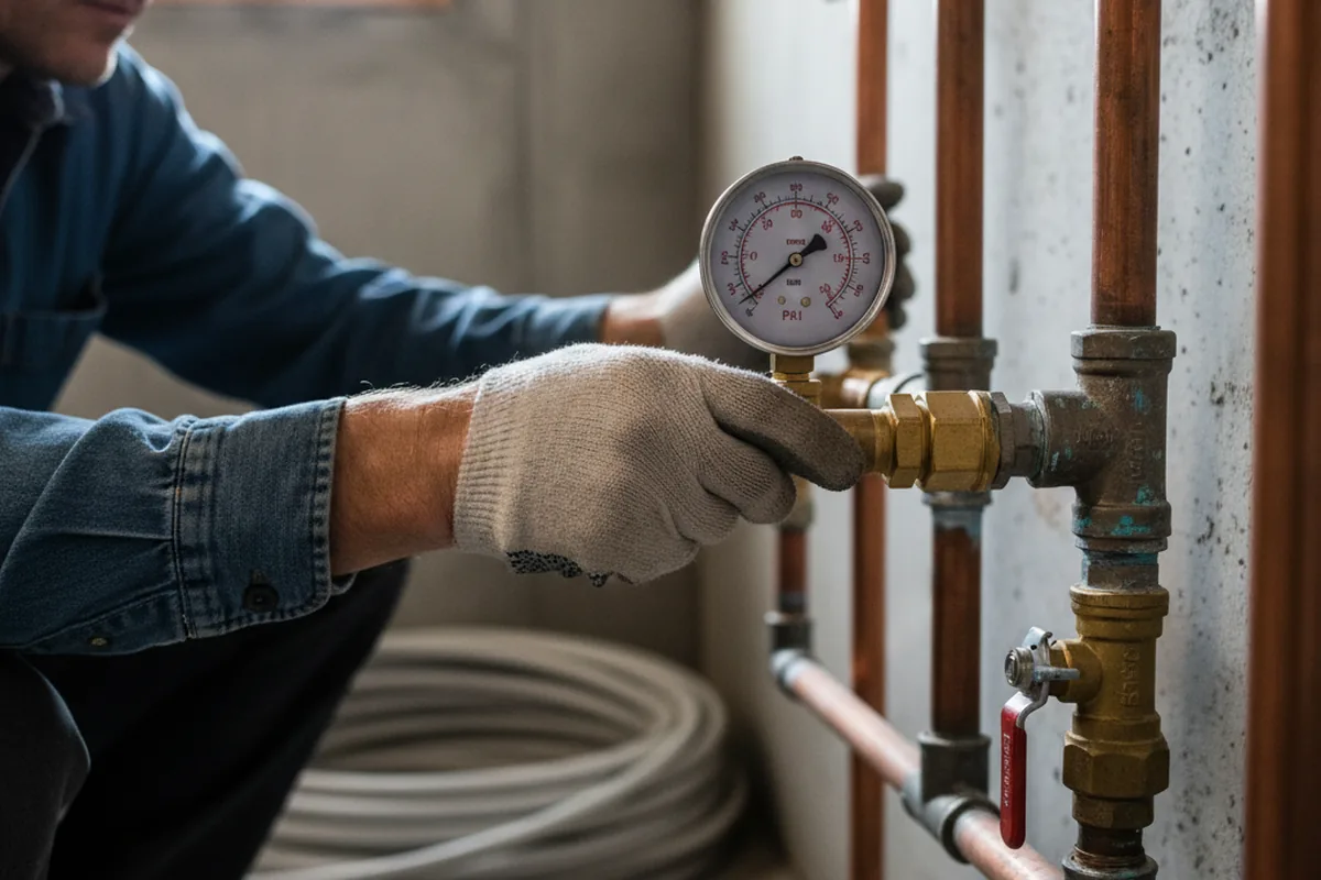 Pressure testing a repaired line during Water Line Repair in Cummaquid